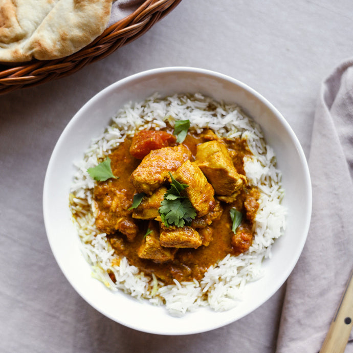 sweet and buttery butter chicken on rice