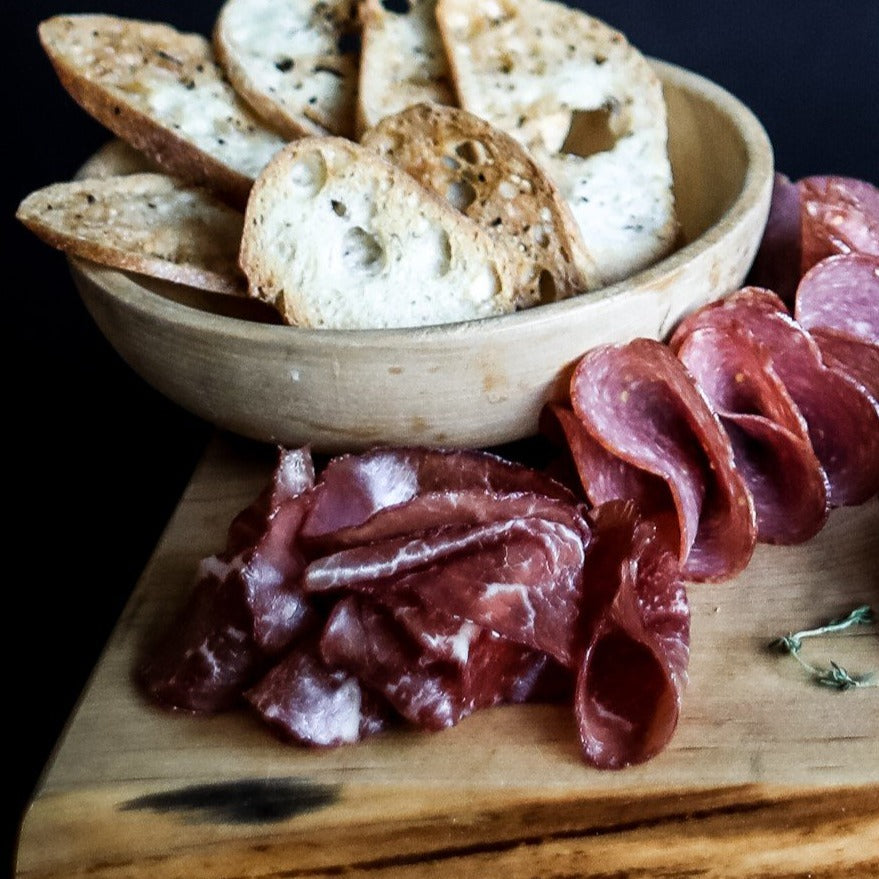 Locally made Italian style air dried beef bresaola