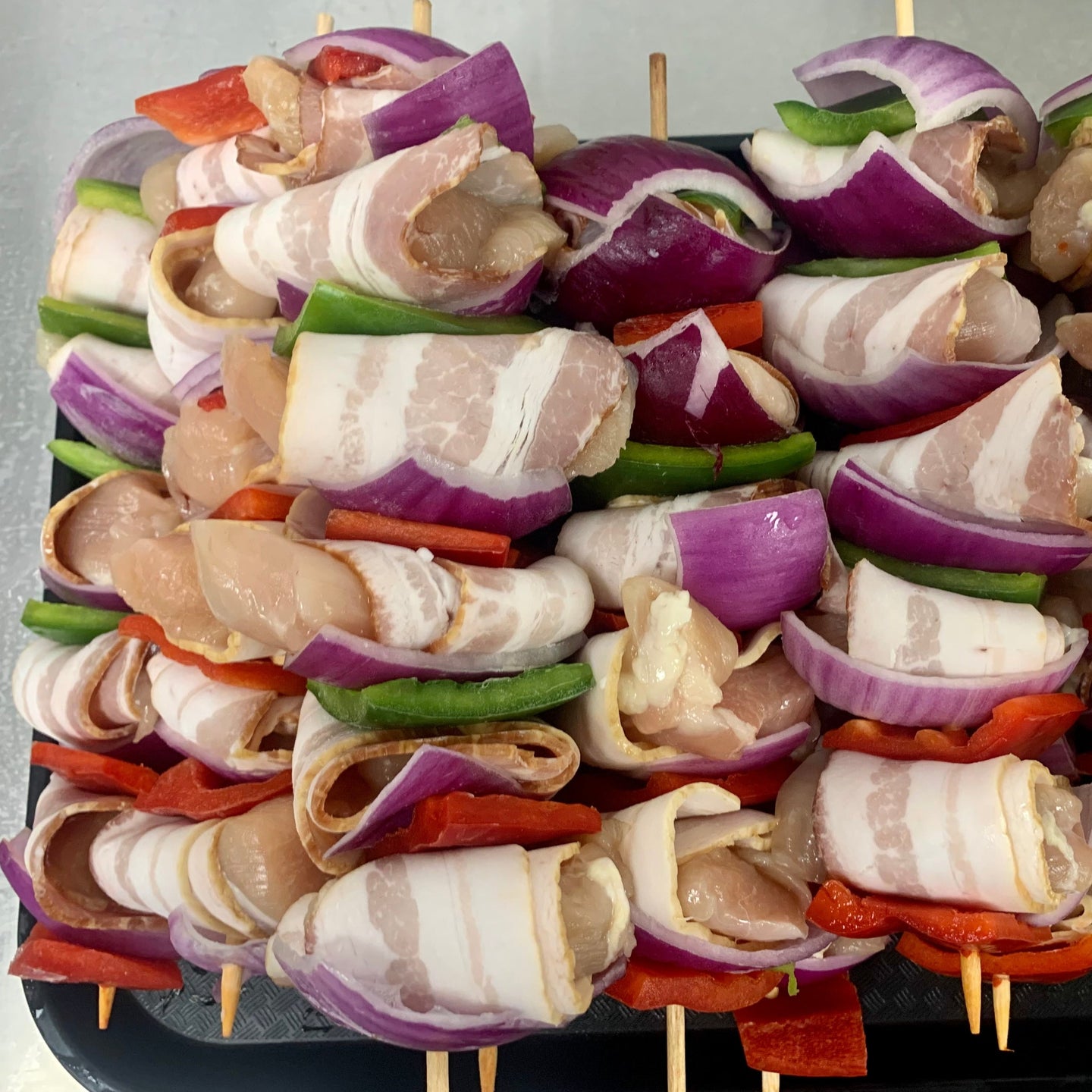 bacon-wrapped chicken kabobs